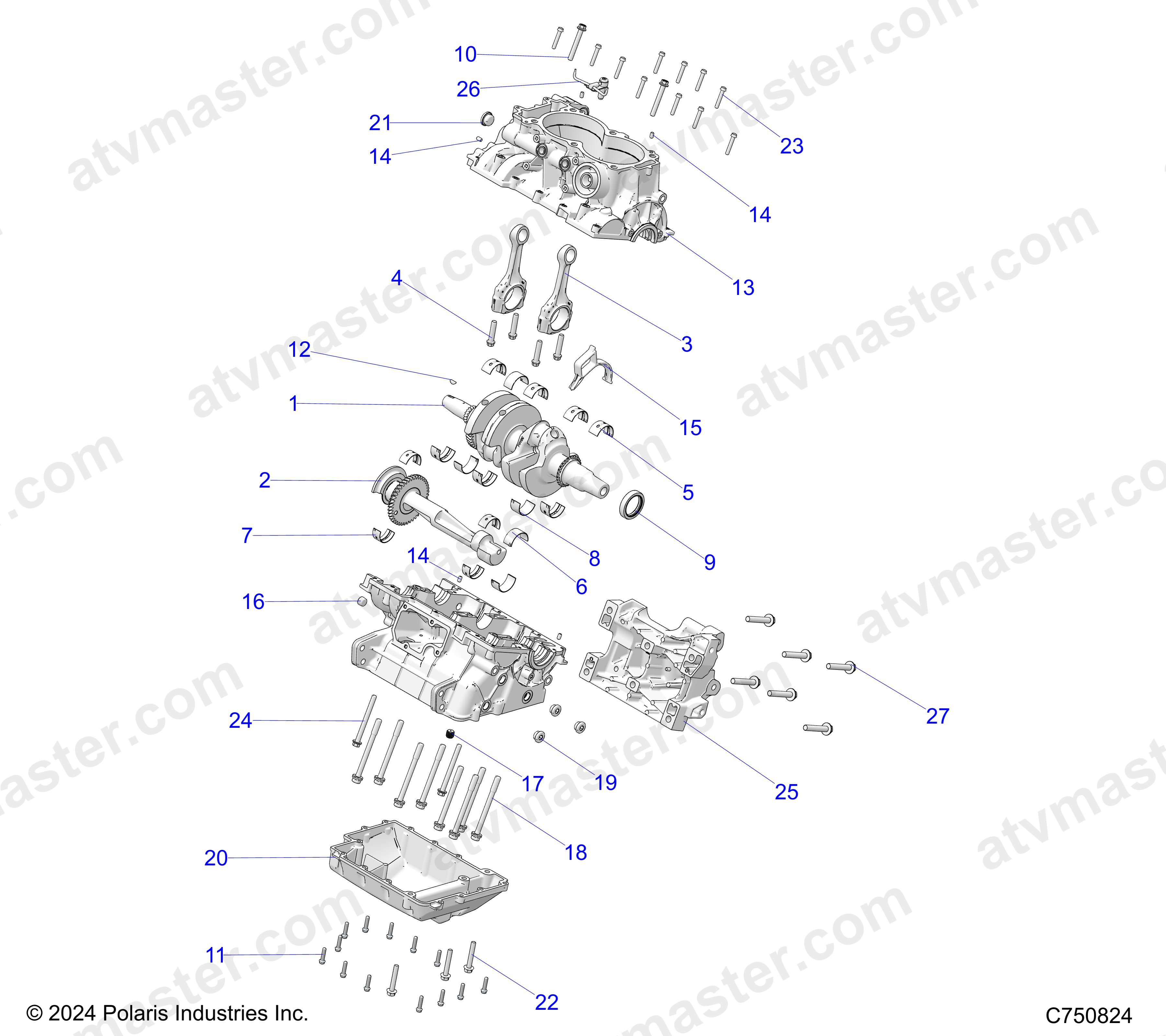 ENGINE, CRANKCASE AND CRANKSHAFT - Z23NAE99A/99B (C750824)