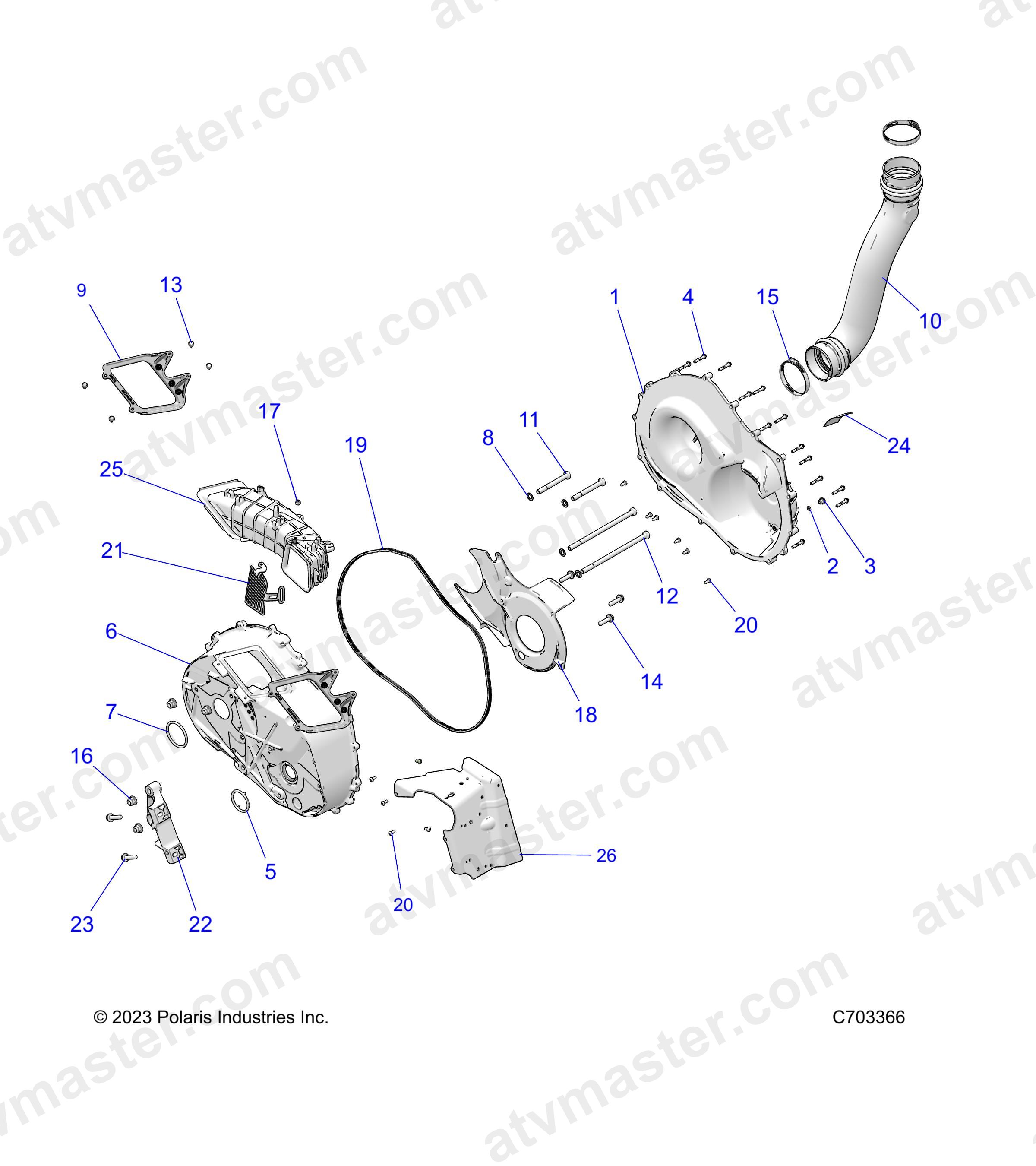 DRIVE TRAIN, CLUTCH COVER AND DUCTING - Z24NEE99A2/B2 (C703108)