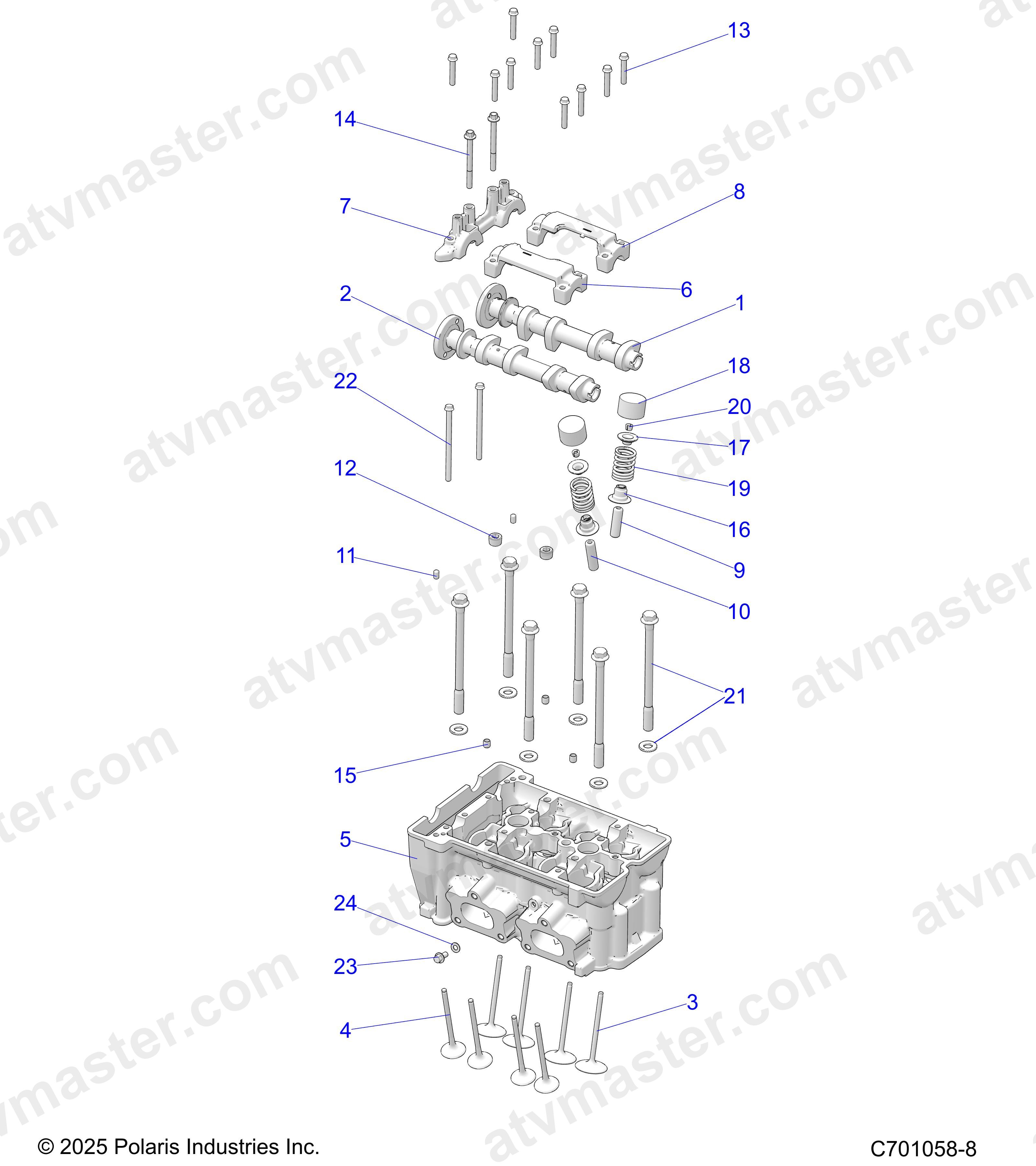 ENGINE, CYLINDER HEAD AND VALVES - Z23NAE99A/99B (C701058-8)