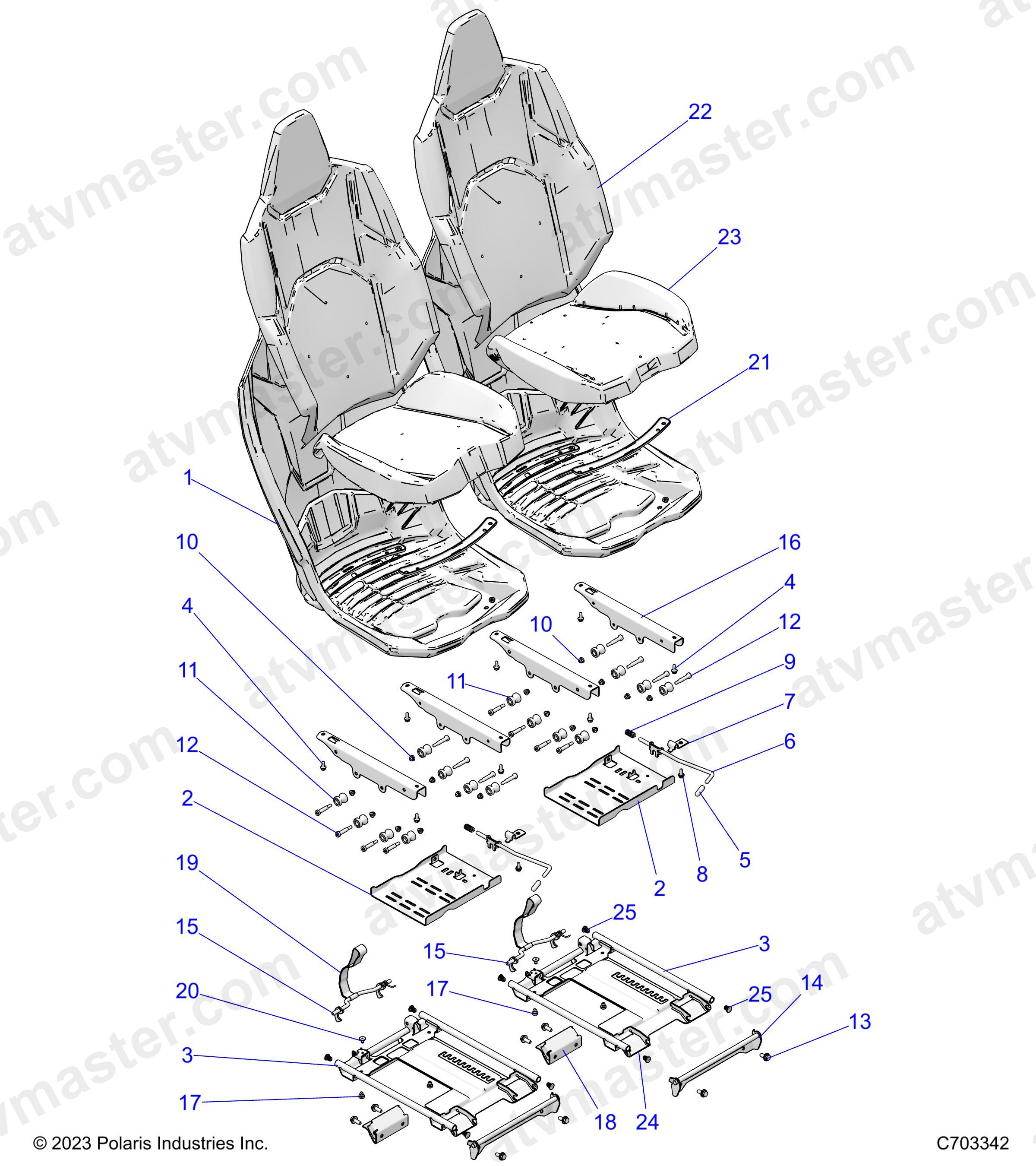 BODY, SEAT ASM. AND SLIDER, FRONT - Z24NME99A2/B2 (C703342)