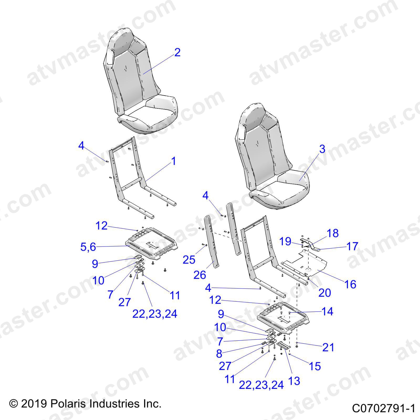 BODY, SEAT ASM. AND SLIDER - Z23N4E99A/99B (C0702791-1)