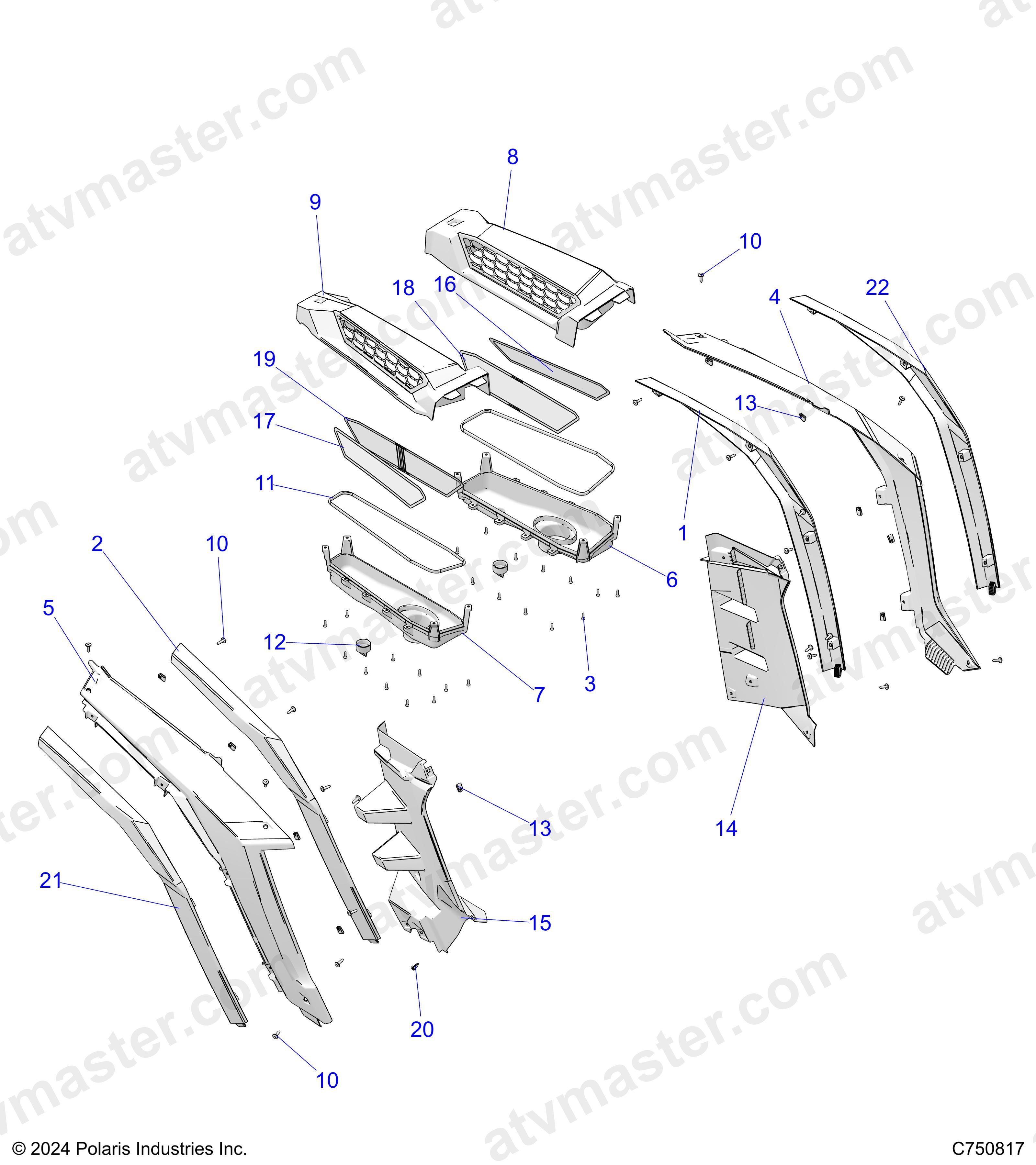 BODY, REAR FENDERS AND BEZELS- Z24NEE99A2/B2 (C750817)