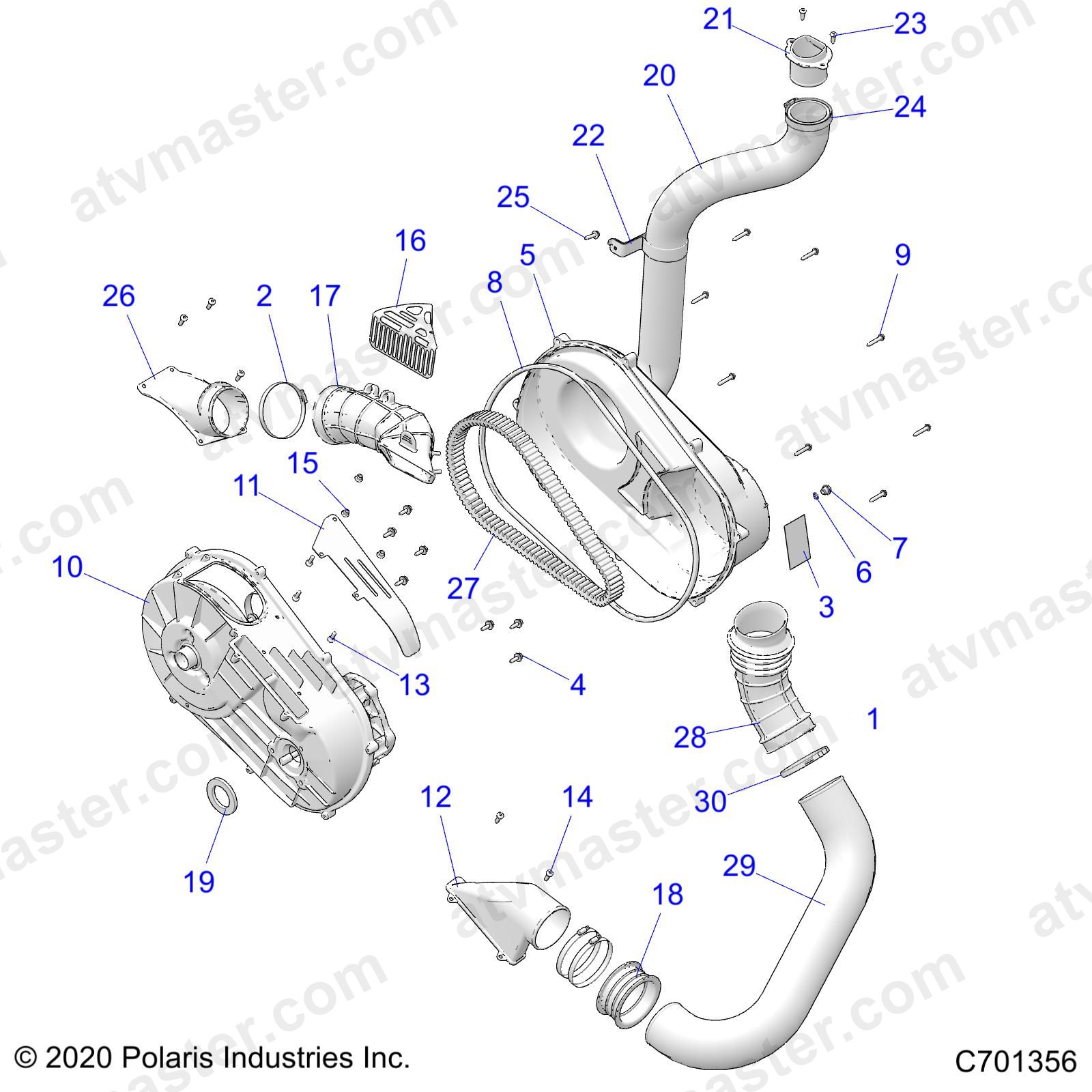 DRIVE TRAIN, CLUTCH COVER AND DUCTING - Z23N4E99A/99B (C701356)