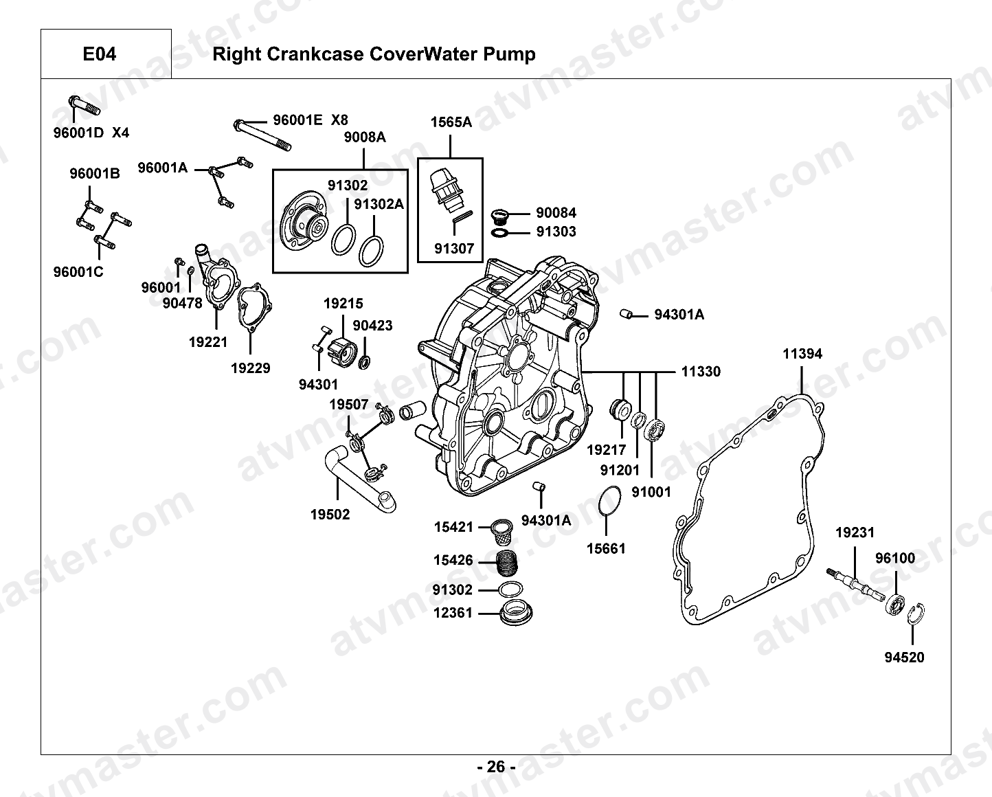 Right Crankcase Cover / Water Pump